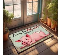 XYBH Paillasson décoratif pour bar de jardin avec inscription « Living the Pig Life And Loving It! » (40 x 60 cm)