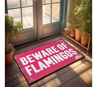 XYBH Paillasson d'extérieur avec inscription « Beware of Flamingos » - Grand tapis de bain - Meubles de grotte (65 x 90 cm)
