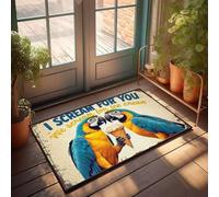 XYBH Paillasson d'extérieur d'automne avec deux perroquets tenant un cornet de crème glacée avec le texte I Scream For You, tapis de cuisine, tapis de ferme, décoration de chambre de garçon (65 x 90