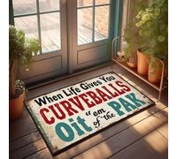 XYBH Paillasson d'extérieur When Life Gives You Curveballs, Hit 'Em Out Of The Park - Accessoires pour joueurs - Paillasson d'intérieur pour porte d'entrée (65 x 90 cm)