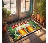 XYBH Paillasson drôle d'extérieur avec deux tasses de bière avec mousse sur fond vert. paillasson chaussures ici tapis de bar de sport décoration (50 x 80 cm)