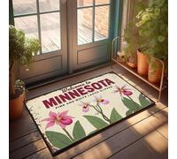 XYBH Paillasson Home Sweet Apartment Welcome To Minnesota, Home Of The Pink And White Lady's Slipper Doormat Cool Stuff pour garçons Tapis pour la cuisine (40 x 60 cm)
