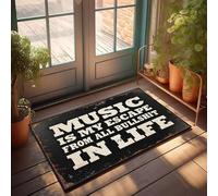 XYBH Paillasson personnalisé pour porte d'entrée Music Is My Escape From All Bullshit In Life Paillasson pour décoration de chambre de garçon (65 x 90 cm)