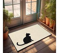 XYBH Paillasson personnalisé pour porte d'entrée Silhouette d'un chat assis. Paillasson pour décoration de chambre de garçon (40 x 60 cm)