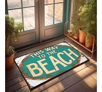XYBH Paillasson personnalisé pour porte d'entrée This Way To The Beach - Décorations pour intérieur et extérieur (50 x 80 cm)