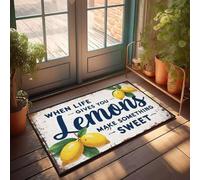 XYBH Paillasson pour entrée extérieure drôle lorsque la vie vous donne des citrons, faites quelque chose de sucré. Paillasson personnalisé de bienvenue d'été (65 x 90 cm)