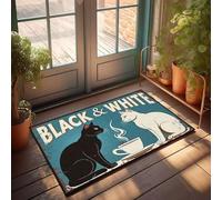 XYBH Paillasson pour entrée extérieure, maison, motif chats noirs et blancs amusants, amusants, décoration de bar, tapis de porte (40 x 60 cm)