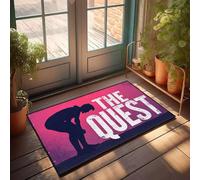 XYBH Paillasson « Welcome » pour entrée extérieure Hello A Silhouette Of A Person Bending Over With The Words The Quest In Bold - Décoration de bar Tiki (65 x 90 cm)