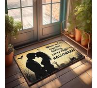 XYBH Paillasson « Welcome » pour entrée extérieure Hello When We'Re Together, Darling, Every Night Is Halloween - Paillasson amusant - Chaussures Tiki - Décorations de bar (40 x 60 cm)