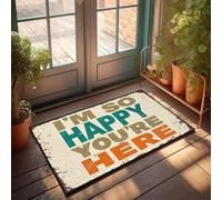 XYBH Tapis d'automne pour porte d'entrée « I'm So Happy You'Re Here. Paillasson d'entrée » Tapis de sol pour la maison (50 x 80 cm)