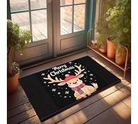 XYBH Tapis d'automne pour porte d'entrée Merry Christmas - Motif renne mignon - Paillasson d'entrée - Tapis de sol pour la maison (50 x 80 cm)