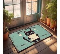 XYBH Tapis de bain de ferme avec un chat noir tenant une lettre avec des cœurs autour de lui. Paillasson décoratif pour toilettes (50 x 80 cm)