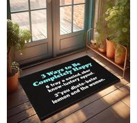 XYBH Tapis de bienvenue d'automne extérieur 3 façons d'être complètement heureux, décoration de patio drôle texte drôle DooDesk Decor pour homme (65 x 90 cm)