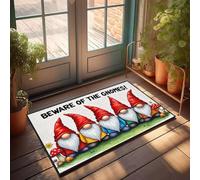 XYBH Tapis de bienvenue d'automne pour l'extérieur avec inscription « Beware Of The Mischievous Gnomes ! » Paillasson cool pour décoration de chambre à coucher (40 x 60 cm)