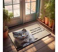 XYBH Tapis de bienvenue extérieur pour porte d'entrée, regard curieux de chaton avec des yeux larges, paillasson, décoration de porche extérieure, décoration de porte d'entrée (40 x 60 cm)