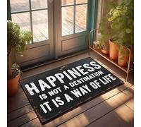 XYBH Tapis de bienvenue pour porte d'entrée en plein air Le bonheur n'est pas une destination. C'est un mode de vie. Paillasson décoratif pour mari (65 x 90 cm)
