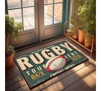 XYBH Tapis de porche, affiche de tournoi de rugby en plein air avec illustration de balle. Paillasson pour cuisine, garage, décoration pour homme (50 x 80 cm)