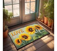 XYBH Tapis de porche avec inscription Love Sunflowers in Bloom - Paillasson d'extérieur pour porte d'entrée ou terrasse - 40 x 60 cm