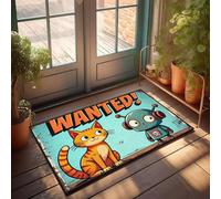 XYBH Tapis de porte d'automne extérieur recherché : chat bavard et robot silencieux paillasson amis paillasson décorations de porche extérieur (65 x 90 cm)