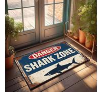 XYBH Tapis de porte d'automne pour entrée extérieure Danger : Shark Zone. Paillasson extérieur tapis de sol cool pour garçons (40 x 60 cm)