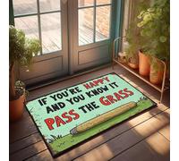 XYBH Tapis de porte d'automne pour entrée extérieure Pass The Grass If You'Re Happy! Paillasson extérieur tapis de sol cool truff pour garçons (65 x 90 cm)