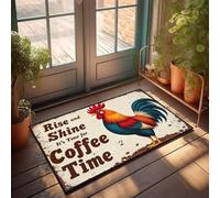XYBH Tapis de porte d'automne Rise And Shine, It's Time For Coffee ! Paillasson d'extérieur Grand tapis de sol pour la maison (50 x 80 cm)