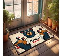 XYBH Tapis de porte d'entrée d'automne en plein air Hamm's Beer - L'ours avec des canards - Décoration amusante pour la maison et la salle de jeux (65 x 90 cm)