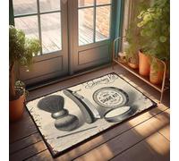 XYBH Tapis de porte d'entrée d'automne - Kit de rasage vintage avec brosse, rasoir et crème. Paillasson amusant pour décoration de salle de jeux (50 x 80 cm)