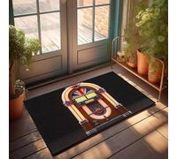 XYBH Tapis de porte d'entrée drôle vintage Jukebox avec lumières néon. Paillasson d'automne Tapis de cuisine (65 x 90 cm)