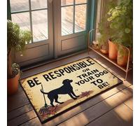 XYBH Tapis de porte d'entrée pour entrée extérieure Soyez responsable ou entraînez votre chien à être ! Paillasson décoratif pour balcon, chambre à coucher pour homme (50 x 80 cm)
