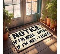XYBH Tapis de porte d'extérieur grand avis : If I'M Here - Open, If I'M Not - Closed. Paillasson de cuisine, style ferme, tapis d'extérieur (65 x 90 cm)