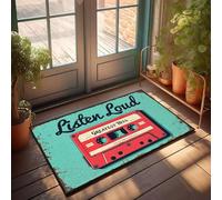 XYBH Tapis de porte personnalisé pour porte d'entrée Listen Loud: Greatest Hits Tape Paillasson Salle de jeux Meubles Man Cabe Decor (65 x 90 cm)