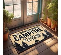XYBH Tapis de porte personnalisé pour porte d'entrée What Happens Around The Campfire Gets Slaved About All Year Long Year Paillasson Décorations pour intérieur et extérieur Tapis de sol (40 x 60 cm)