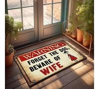 XYBH Tapis d'entrée extérieur Avertissement : Oubliez le chien, méfiez-vous de votre femme. Paillasson pour gamers Tapis de porte d'intérieur pour porte d'entrée (65 x 90 cm)