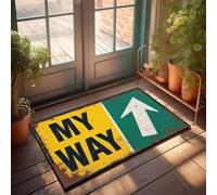 XYBH Tapis d'extérieur d'automne pour porte d'entrée avec panneau My Way avec une flèche pointant vers la droite, paillasson amusant (65 x 90 cm)