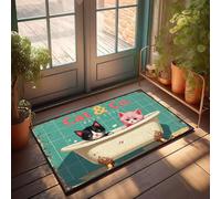 XYBH Tapis d'extérieur d'automne pour porte d'entrée Cat & Co Savon de bain : propres pattes, chats heureux. Paillasson rigolo (40 x 60 cm)