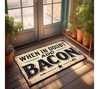 XYBH Tapis d'extérieur d'automne pour porte d'entrée en cas de doute, ajoutez du bacon. Paillasson amusant pour l'extérieur (50 x 80 cm)