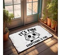 XYBH Tapis d'extérieur d'automne pour porte d'entrée « It's Fine Everything Is Fine » - Décoration de patio amusante - Décoration de bureau pour homme (65 x 90 cm)