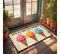 XYBH Tapis d'extérieur d'automne pour porte d'entrée Life Is Like Ice Cream Paillasson amusant (50 x 80 cm)