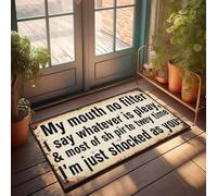 XYBH Tapis d'extérieur d'automne pour porte d'entrée « My Mouth No Filter I Say Whatever Is Pleay » Paillasson amusant (40 x 60 cm)