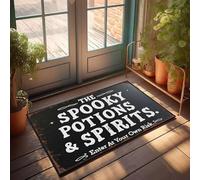 XYBH Tapis d'extérieur d'automne pour porte d'entrée The Spooky Potions & Spirits Enter At Your Own Risk Paillasson amusant (65 x 90 cm)