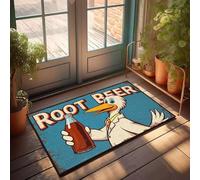 XYBH Tapis d'extérieur d'automne pour porte d'entrée, un canard dans un manteau de laboratoire, peut contenir une bouteille de bière racine. Paillasson rigolo (50 x 80 cm)