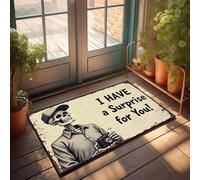 XYBH Tapis d'extérieur motif patte Un squelette tenant une caméra avec le texte « I Have A Surprise For You » Paillasson d'extérieur pour porte d'entrée Décoration de chambre d'homme (40 x 60 cm)