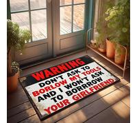 XYBH Tapis pour chaussures par porte Avertissement : Don't Ask To Borlow My Tools Paillasson décoration de piscine Tapis de bienvenue extérieur pour salle de classe (50 x 80 cm)