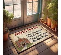 XYBH Tapis rétro avec règles de famille : amour, vérité, pardonner, mots gentils - Paillasson pour adolescents et hommes - Décoration de cabe (50 x 80 cm)