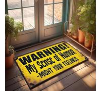 XYBH Tapis Shoes Warning! My Sense Of Humor Might Hurt Your Feelings. Paillasson décoratif pour entrée, extérieur (65 x 90 cm)