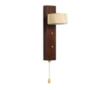 XYBZJP Applique murale de style industriel moderne avec interrupteur à fermeture éclair, éclairage LED chaud, applique murale jaune travertin, base en bois, luminaire décoratif pour salon, coiffeuse o