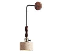 XYBZJP Applique murale de style nordique épuré, lampe murale créative en bois de travertin jaune, douille E26 à une tête, luminaire décoratif pour porche, meuble TV ou entrée