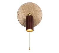 XYBZJP Applique murale moderne de style industriel à une tête, plafonnier encastré personnalisé, applique murale LED à lumière chaude jaune en bois de travertin, luminaire décoratif pour coiffeuse