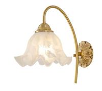 XYBZJP Applique murale simple de style français, applique créative en métal et verre, culot E26, abat-jour en forme de fleur, luminaire décoratif pour chambre à coucher, salon ou entrée